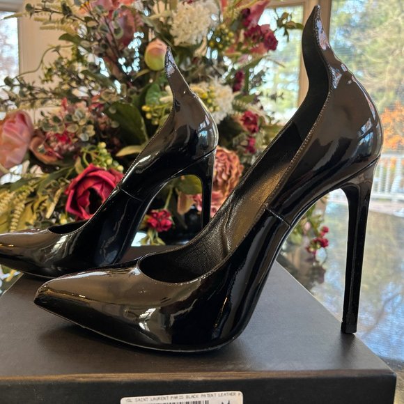 YSL Black Patent Thorn 5"+ High Heels, Euro 39 - Picture 3 of 11